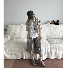 立体阔腿大口袋宽松短裤7分裤D328-DK993-P65，男装牛仔裤，电商D328