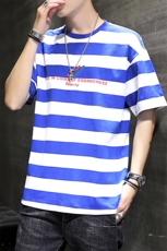 条纹t恤男短袖2021新款潮牌夏季男宽松半袖体恤潮流衣服T213-P30，男装T恤，星座509
