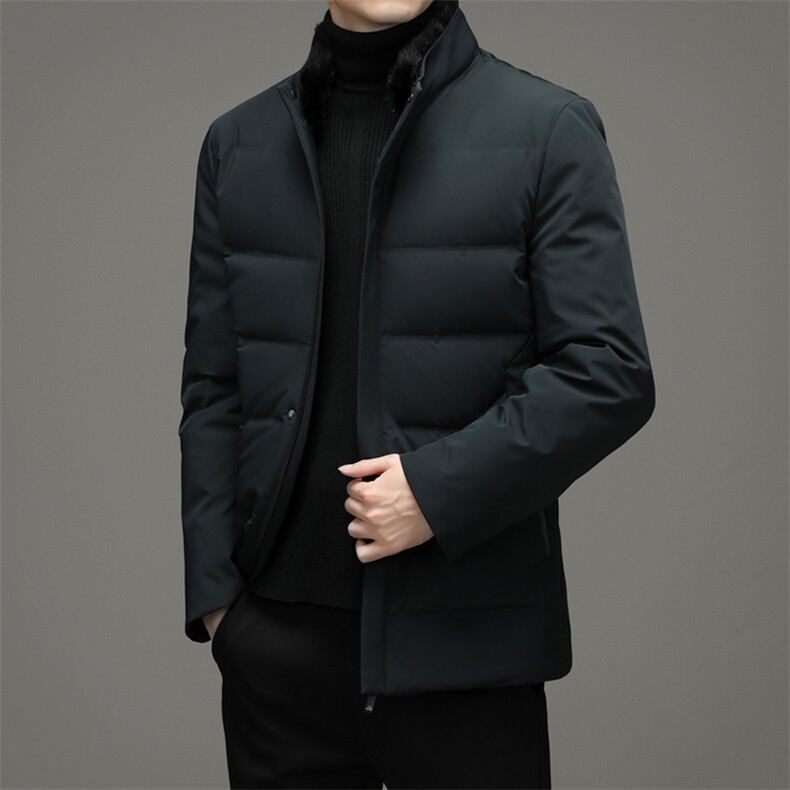 羽绒服男装秋冬季厚款上衣中老年人宽松可脱卸毛领外套A9606-P290图片