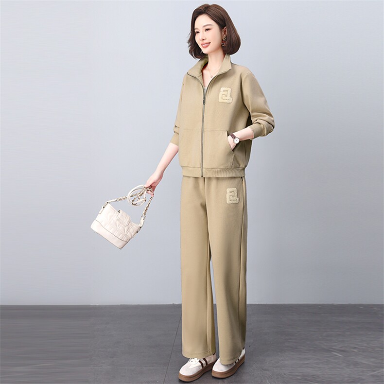 运动套装女早春穿搭2025新款春秋装搭配一整套休闲妈妈时尚两件套,女装套装/套裙,涵誉