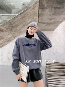 2021冬款加绒卫衣，女装卫衣/绒衫，简蔻