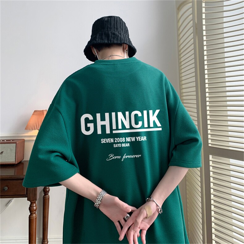 量大优重磅220克华夫格短袖T恤GH英文印花HT3123-P20,男装T恤,星座508（原C305）