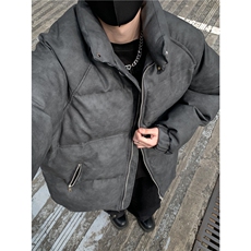 美式pu皮棉服冬季加厚立领皮棉衣潮牌ins宽松休闲保暖棉袄外套p98，男装棉衣，电商C307