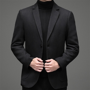 S-M903冬季男士毛呢西装外套加厚羊毛呢子大衣西服P135图片