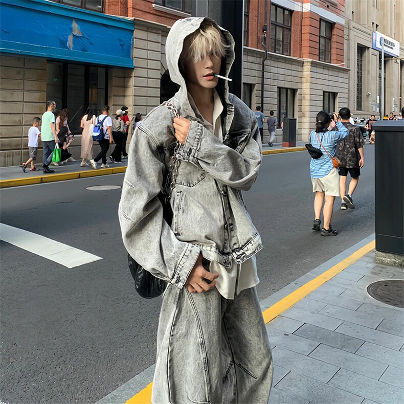 重工水洗高品质连帽牛仔夹克外套LJ44-P78,男装夹克,星座610A-1