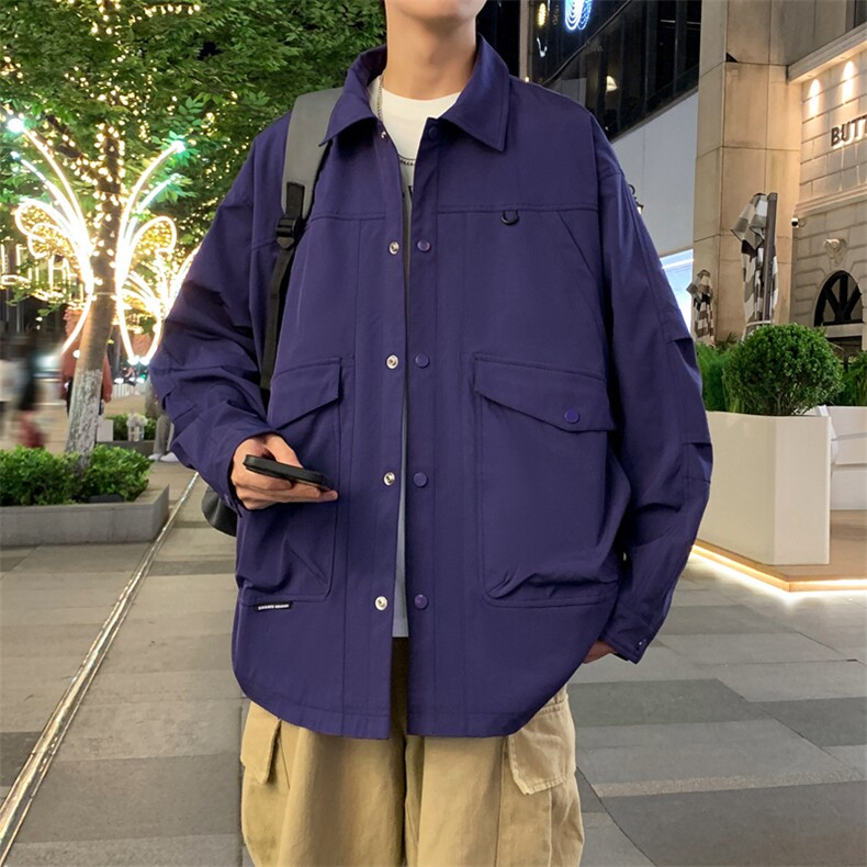 新款秋季港风夜景大码冲锋衣衬衫领夹克男现货DSA157B-CS05-P78,男装夹克,电商A157B