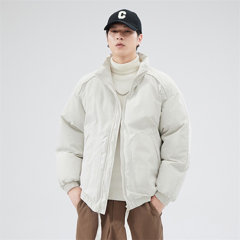 现货冬季美式休闲加厚雪山外套夹克立领纯色三防户外工装棉服图片