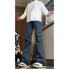 高品质B221美式ins高街暗黑宽松微喇牛仔裤LK24339-P60控78，男装牛仔裤，电商B221