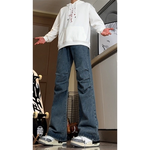 高品质 B221美式ins高街暗黑宽松微喇牛仔裤 LK24339-P60控78图片