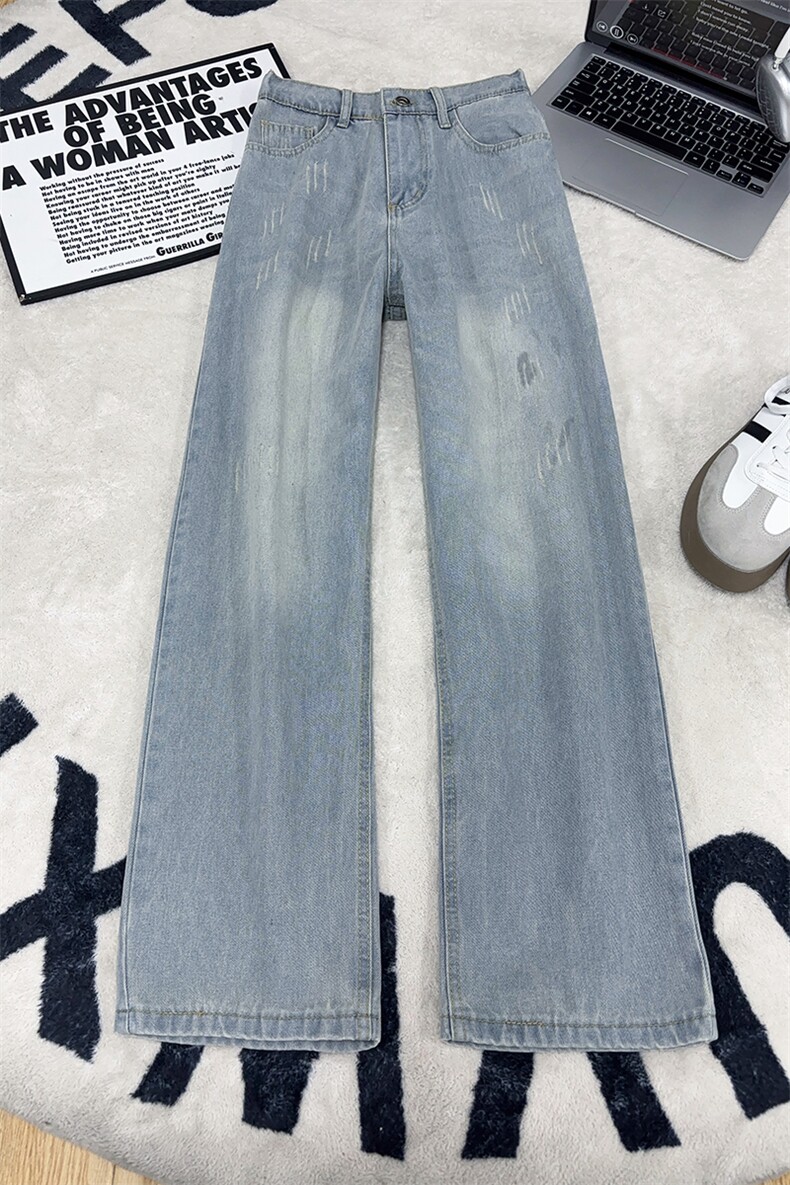 B221美式ins高街暗黑百搭宽松直筒牛仔裤LK25599-特P38控68,男装牛仔裤,电商B221