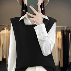 背心裙内搭马甲针织打底衫女秋冬2024新款方领马甲，女装马甲，羿纯羊绒
