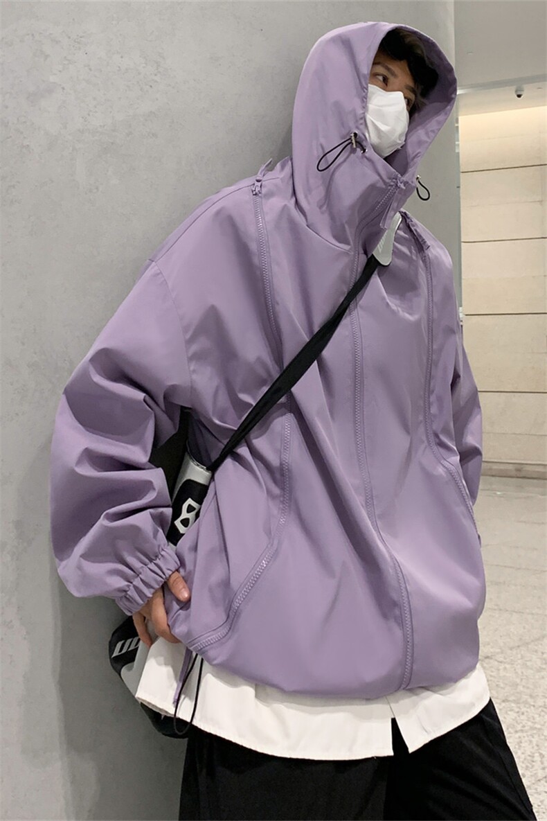 JK9006/P65春装防水冲锋衣男夹克个性拉链大码宽松外套,男装夹克,电商A141