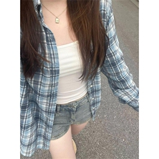 春秋季新款通勤格子衬衫女防晒外套开衫外搭显瘦上衣CS31153，男装防晒衣，星座1116A（原606A-3）