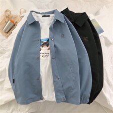 【】A003-HJ5057-P65春装新款跳蛙卡通印花夹克港风平铺，男装夹克，电商A003