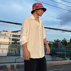 TS1慵懒风学院男女休闲长袖棉麻衬衫风透气凉爽高质量舒适潮，男装衬衫，星座115A-2