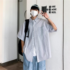 细条纹衬衫男短袖韩版潮流文艺2023夏季新款ins宽松外套CY317-P29，男装衬衫，星座412-3