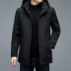 2023冬季新款可脱卸帽羽绒服男上衣纯色中年加厚保暖白鸭绒外套，男装羽绒服，电商B212（原钱塘6029）