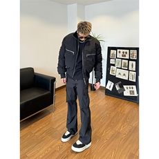 港风美式复古拉链拼接设计感立领夹克棉服XZ213-MF01-P148控168，男装夹克，星座213