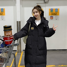 爆款过膝中长款红色连帽羽绒棉服女2024冬季新款加厚保暖韩系棉袄，女装棉衣/棉服，2C037