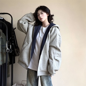 抖音得物高品质二开 26春装美式重磅宽松结构双面连帽卫衣外套W68图片
