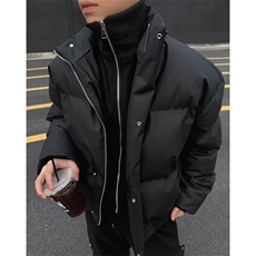 立领棉服2025新款修身短款假两件外套设计感纯色棉衣MF433-P88，男装棉衣，星座412-3