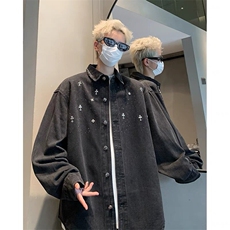 高级感重工烫钻星空满天星牛仔外套男女设计感夹克百搭宽松上衣服，男装工装外套，星座1210-1