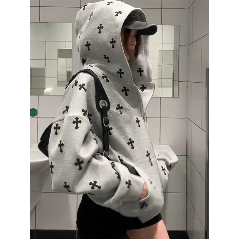 美式高街卫衣男女韩版潮流连帽帅气2025秋冬ins外套WB578-P53,女装短外套,星座412-3