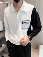 黑色2023秋装社会小伙修身翻领卫衣男潮8828-P58控价78，男装卫衣，电商A108