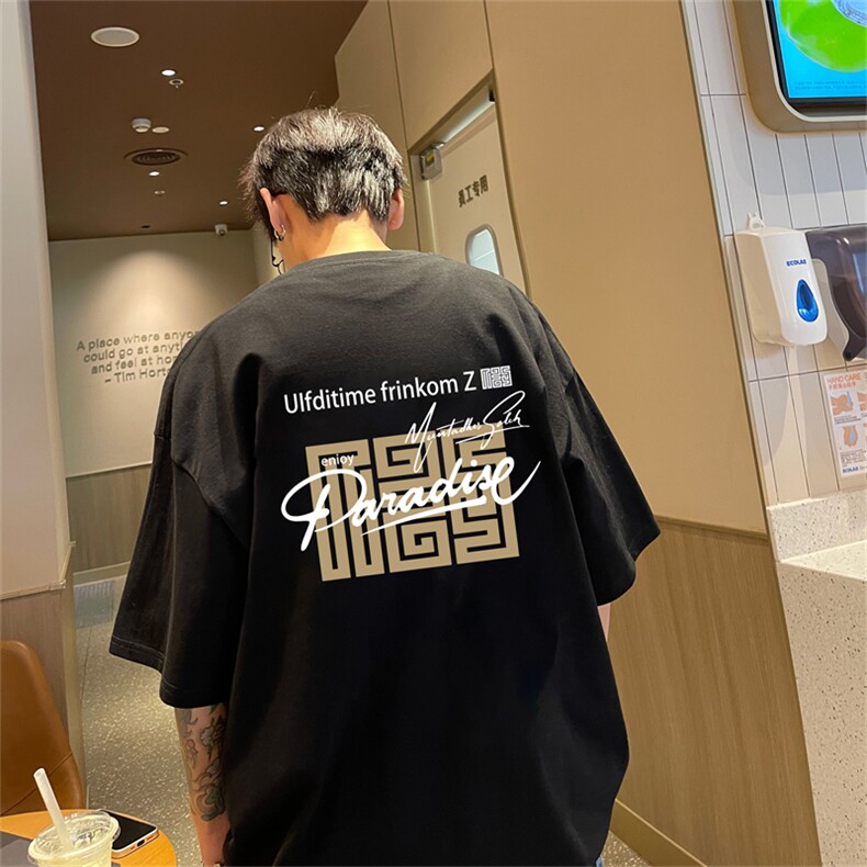 220g纯棉美式夏季短袖t恤男DT407-特批19 控38图片