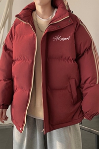 拼三条杠宽松男女情侣面包服羽绒棉连帽棉衣C408 M1258P100图片