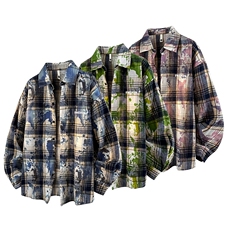 衬衫男春季新款港风宽松大码扎染长袖衬衣CS3098-特P30，男装衬衫，星座214-3