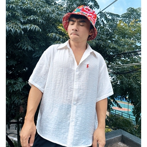 DC02男士短袖棉麻亚麻衬衫透气舒适面料凉爽透气衬衣慵懒风学院风图片