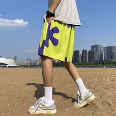 派大星同款沙滩短裤男款夏季美式篮球运动五分裤cleanfit休闲裤子，男装牛仔裤，星座601-1