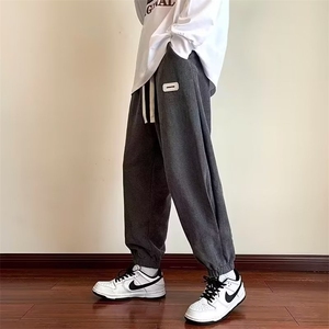 裤子男秋季加绒加厚宽松潮牌ins束脚卫裤休闲长裤秋冬款XXM20加绒图片