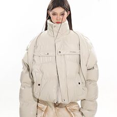美式短款PU皮立领棉服外套男冬季加厚面包服棉衣，男装棉衣，星座716-2