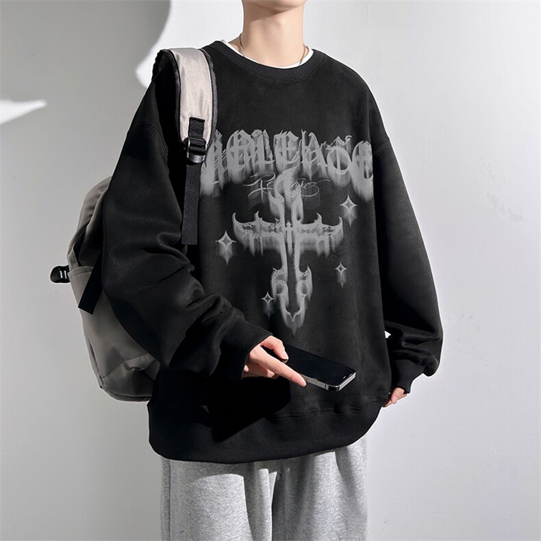 400克麂皮绒秋季上衣宽松潮牌百搭卫衣休闲外套男WY301P50控68,男装卫衣,星座205-1