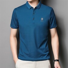 中青年夏季2022薄款男士短袖POLO衫透气丝光商务潮流半袖上衣P53，男装Polo衫，星座1105-3