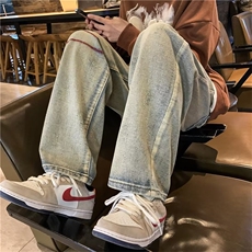 美式高街vibe牛仔裤男复古水洗潮oversize阔腿裤N619-P43加绒53，男装牛仔裤，星座1008
