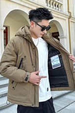 MV5-P225标连帽羽绒服男石墨烯加厚保暖男士潮牌工装夹克外套，男装夹克，星座703-1