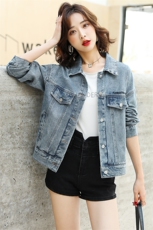 主推牛仔外套女秋冬百搭2024年新款短款上衣宽松韩版牛仔，女装牛仔外套，江南女神