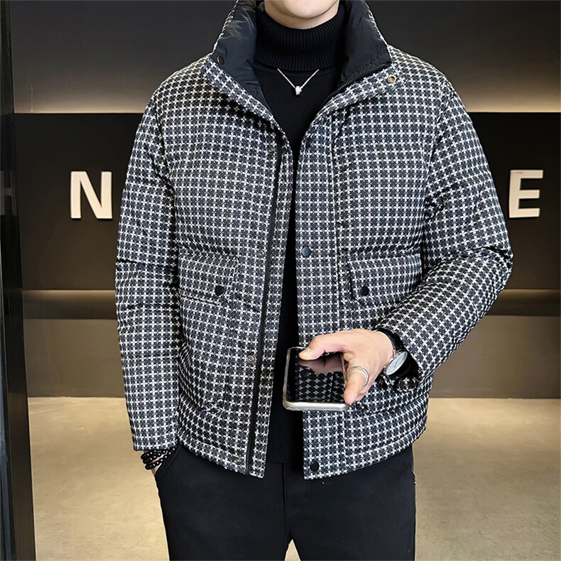 标50绒店主风2025新款男士格子立领羽绒服2507-P195(控券后288),男装羽绒服,电商B338