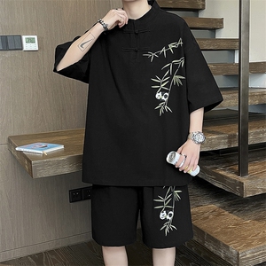 2024夏季新中式休闲运动套装男潮牌宽松百搭短袖T恤现货T1792-P60图片