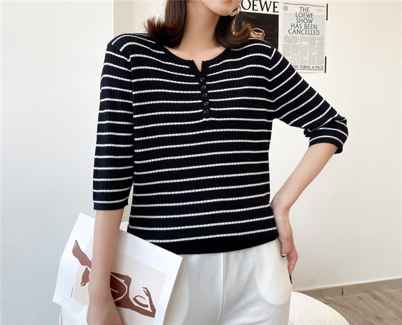 条纹九分袖，其它，魅力元素