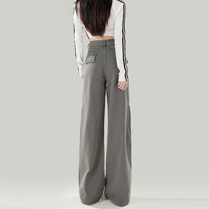 春秋季新款个性街头工装牛仔裤女高腰宽松显瘦休闲直筒牛仔裤子潮图片