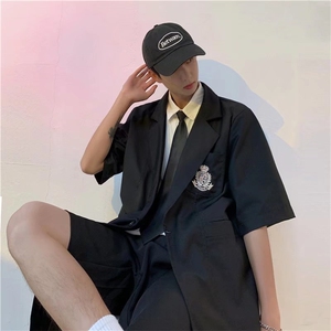 短袖西装外套男ins潮牌潮流宽松夏季青少年原宿风西服XZ0121-P45