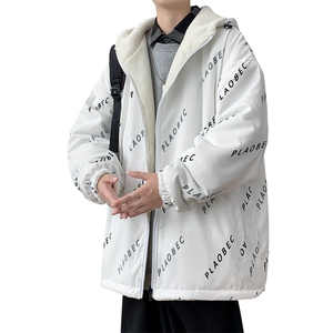 新款冬季加绒加厚棉衣羊羔绒连帽双面穿外套男MY102P95控价138图片