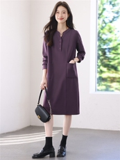 2025年秋季时尚宽松针织优雅气质中长款连衣裙，女装连衣裙，依恋蒂丝