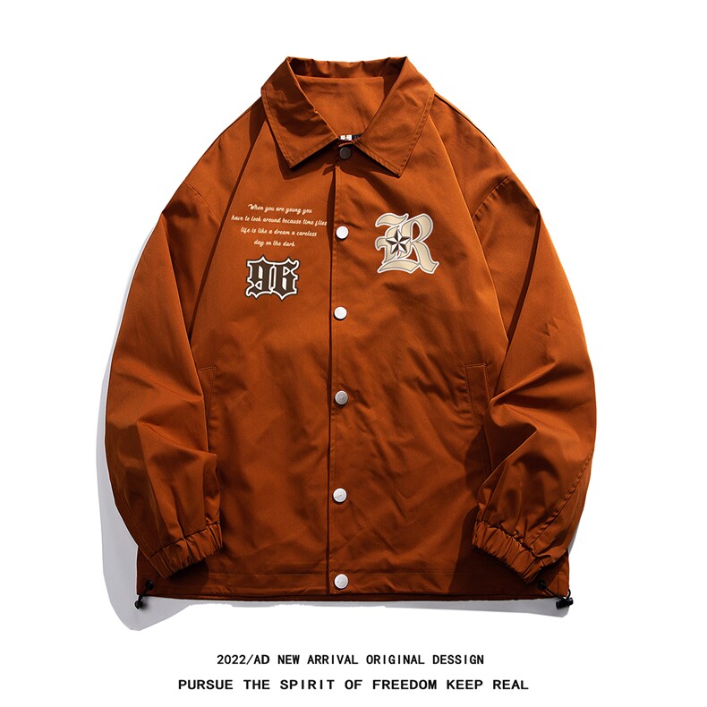 白底23春季新款ins时尚印花宽松百搭翻领夹克外套JK317P50控68,男装夹克,电商A247-1
