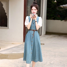 TATAMI5253新款2025夏季韩版时尚修身气质显瘦减龄牛仔连衣裙，女装连衣裙，意芙