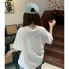 万针全刺绣工艺抖音得物高品质260克重磅纯棉双纱美式高街短袖T恤，男装T恤，电商A486